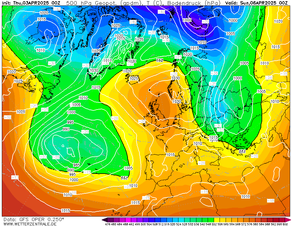 72 hour forecast for Europe