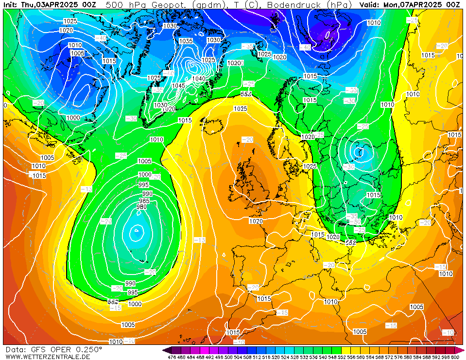 96 hour forecast for Europe