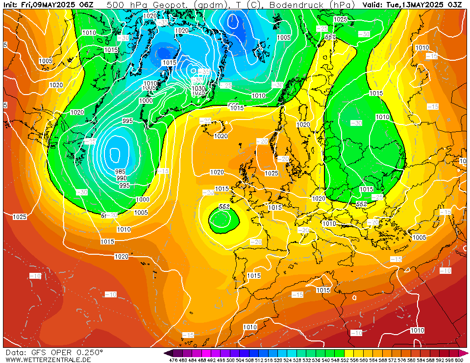 Mapa de isobaras wetterzentrale 93h