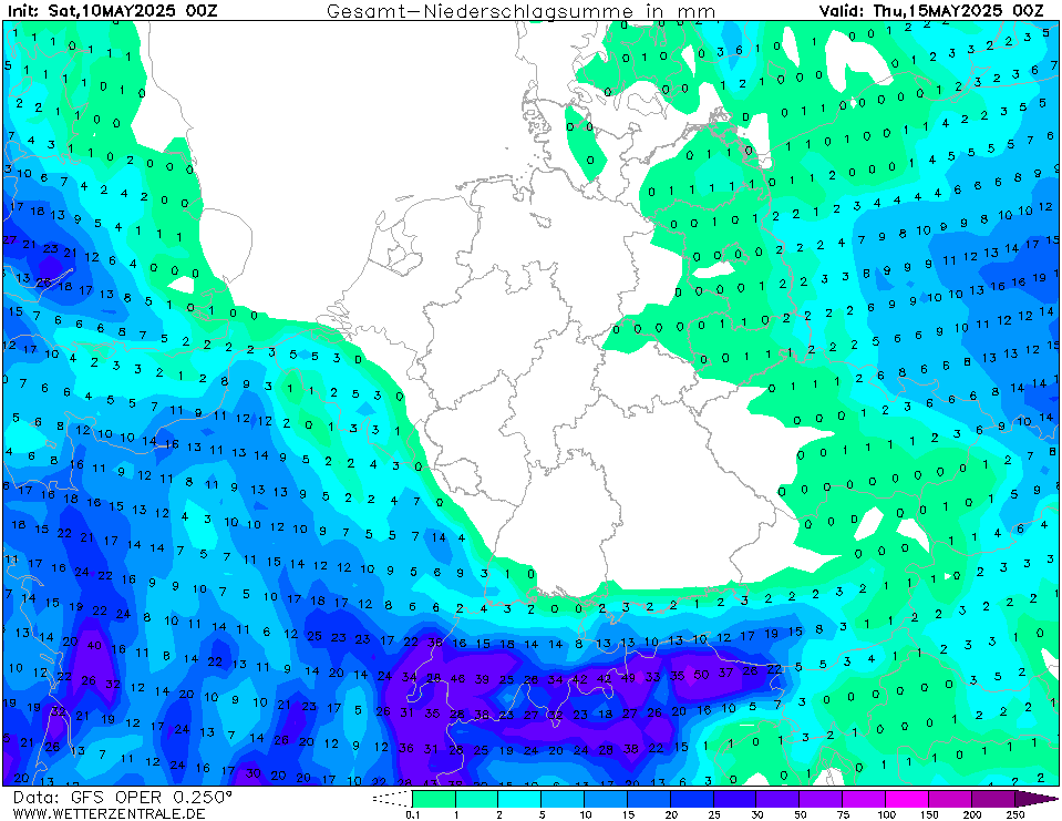 Regen verwachting 120h / 5 dagen