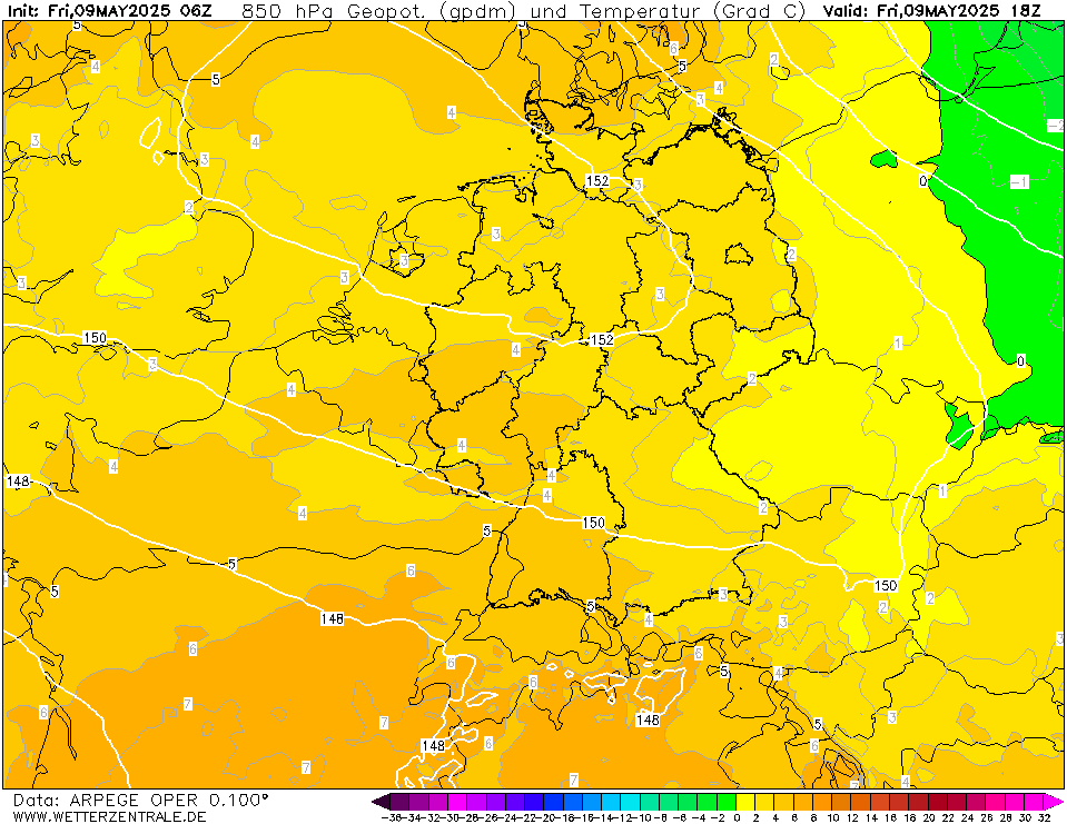 ARPEGE Temperatuur - 850 hPA