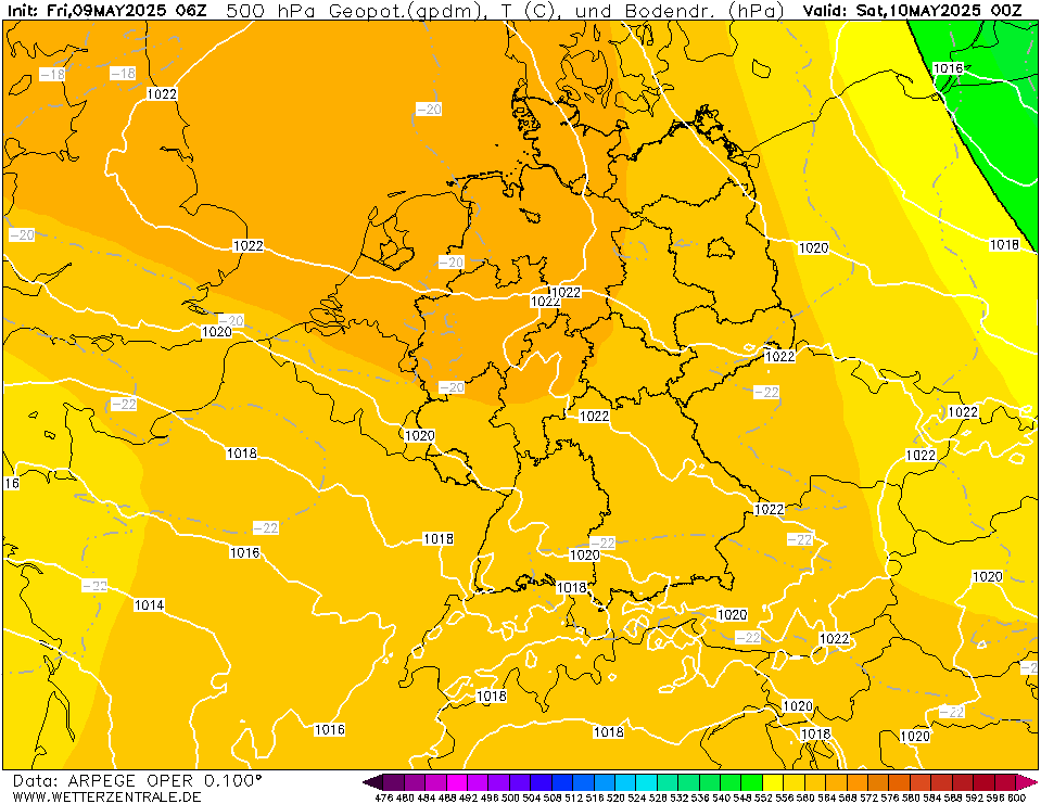 ARPEGE Temperatuur - 500 hPA