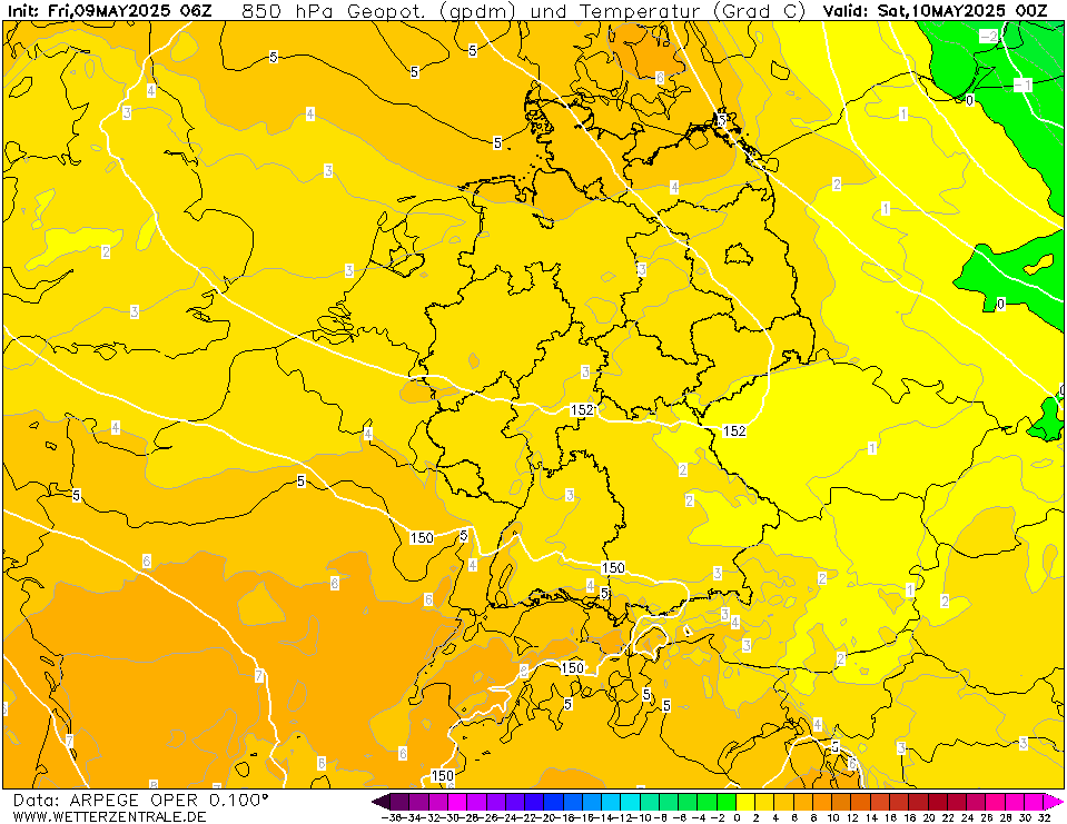 ARPEGE Temperatuur - 850 hPA