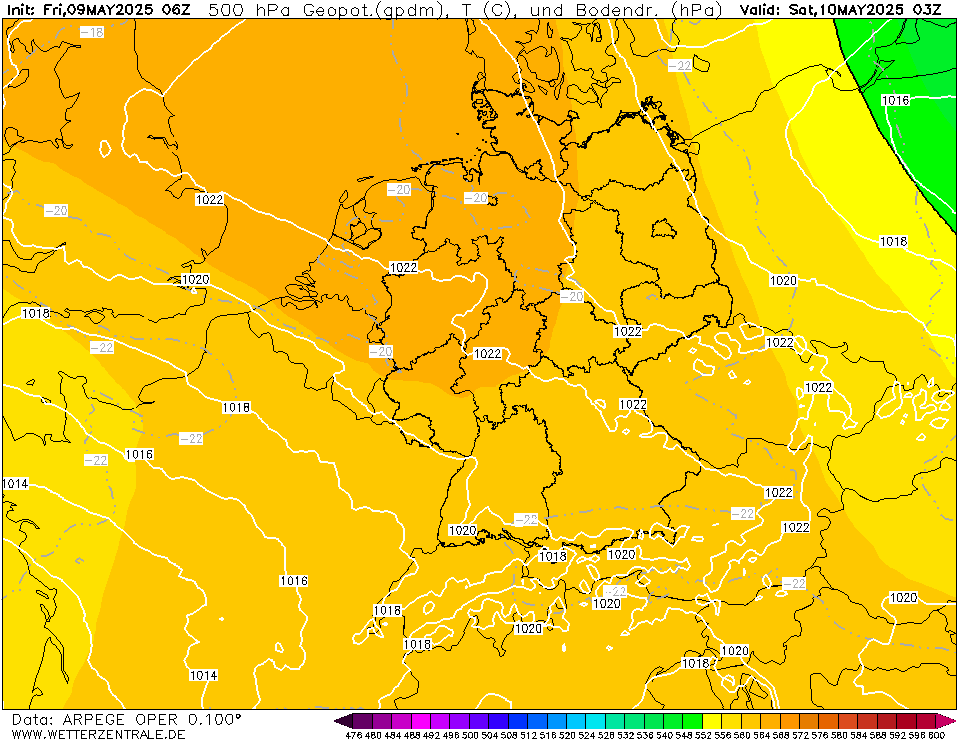 ARPEGE Temperatuur - 500 hPA