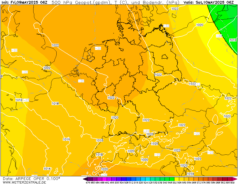 ARPEGE Temperatuur - 500 hPA