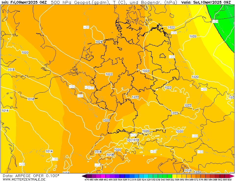 ARPEGE Temperatuur - 500 hPA