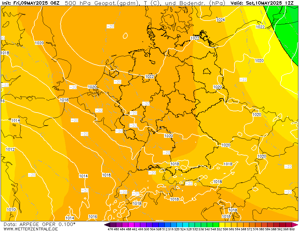 ARPEGE Temperatuur - 500 hPA