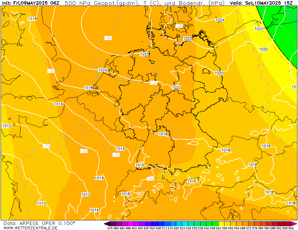 ARPEGE Temperatuur - 500 hPA