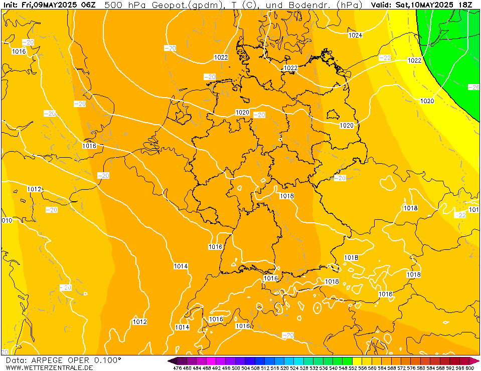 ARPEGE Temperatuur - 500 hPA