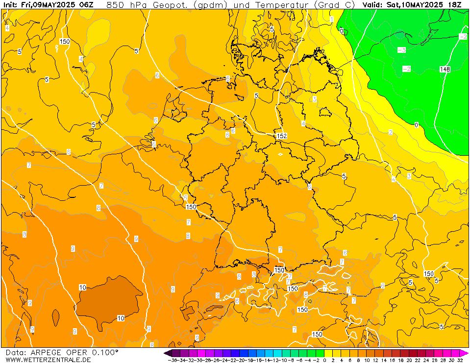 ARPEGE Temperatuur - 850 hPA