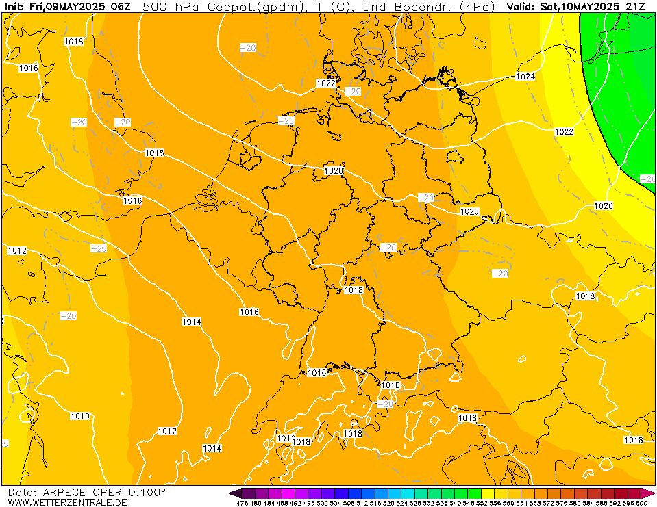 ARPEGE Temperatuur - 500 hPA