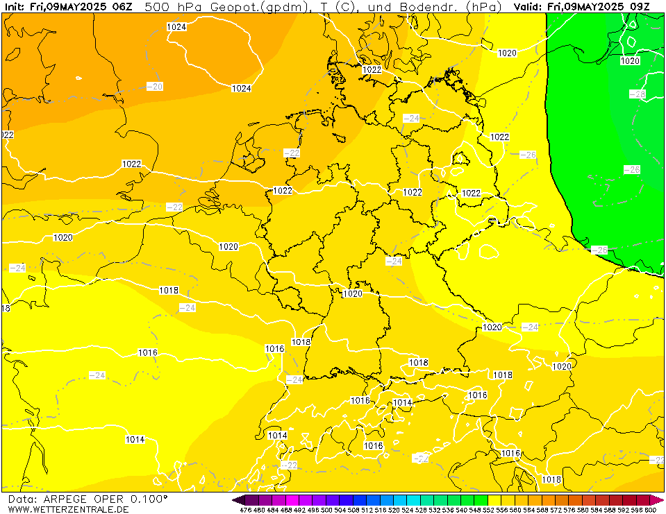 ARPEGE Temperatuur - 500 hPA