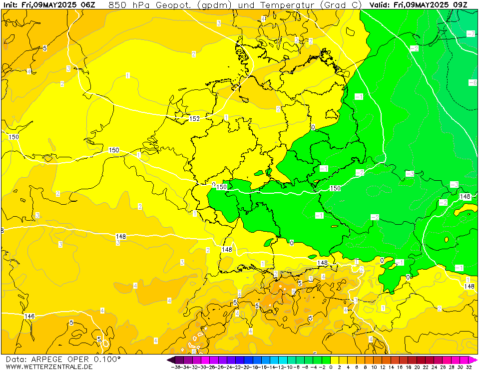 ARPEGE Temperatuur - 850 hPA