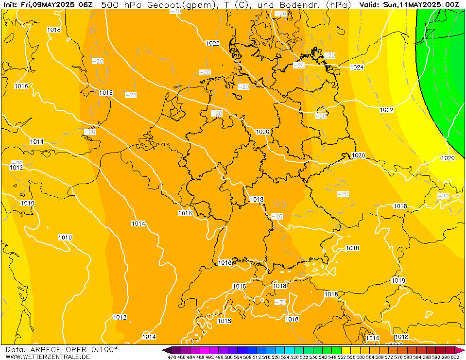 ARPEGE Temperatuur - 500 hPA