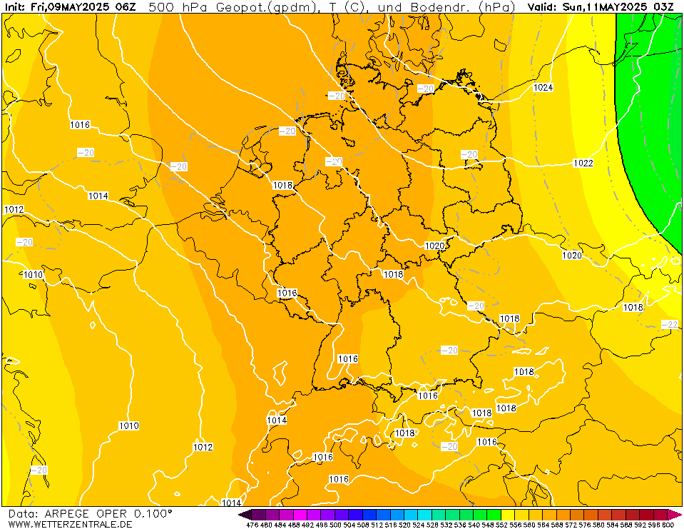 ARPEGE Temperatuur - 500 hPA
