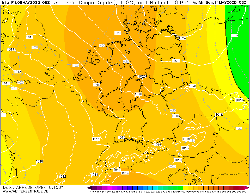 ARPEGE Temperatuur - 500 hPA