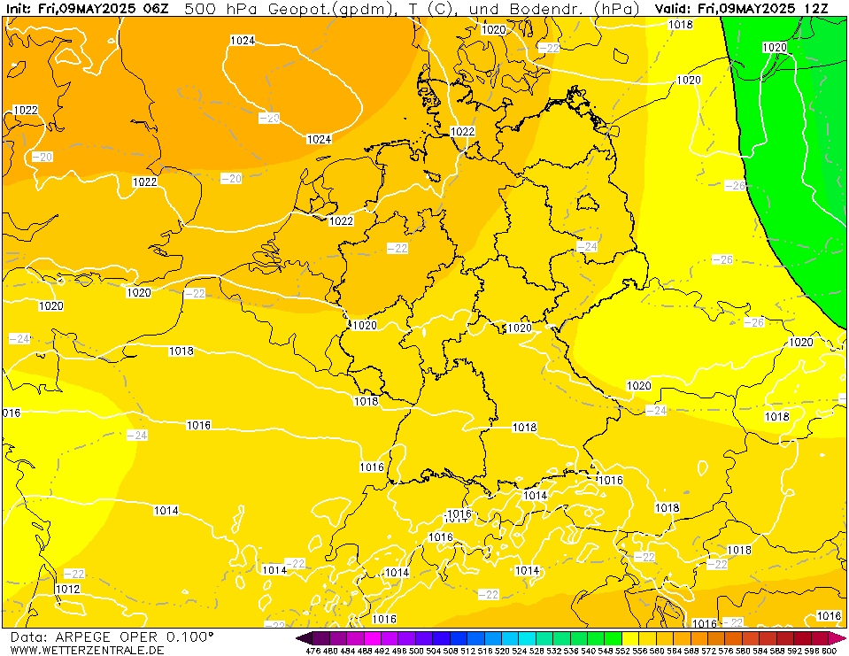 ARPEGE Temperatuur - 500 hPA
