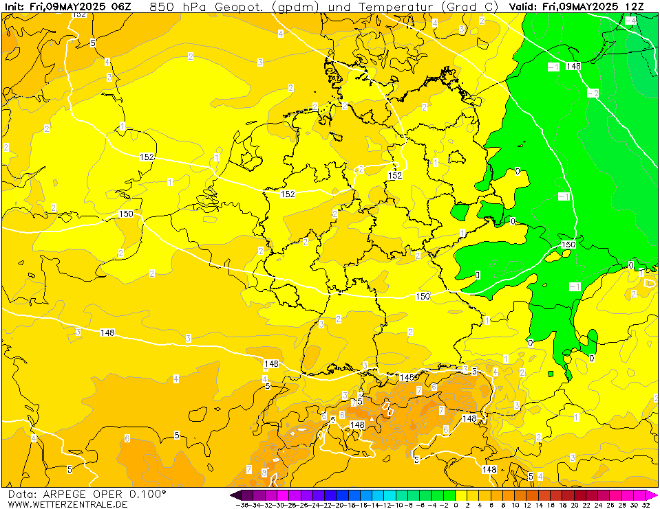 ARPEGE Temperatuur - 850 hPA