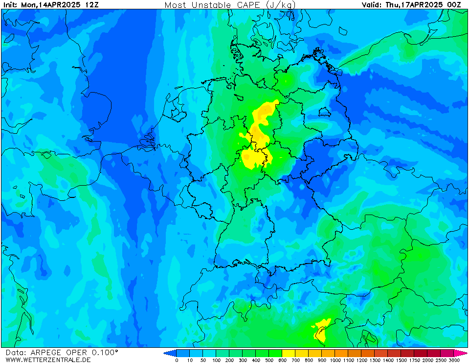 Předpověď konvekce - CAPE.