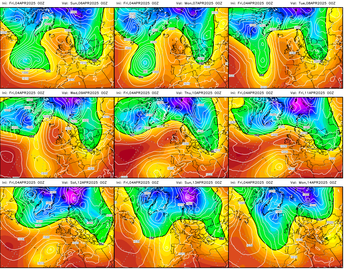 9 panel ECMWF charts from Wetterzentrale