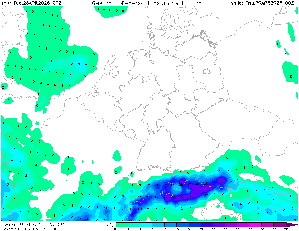 Předpověď srážek.