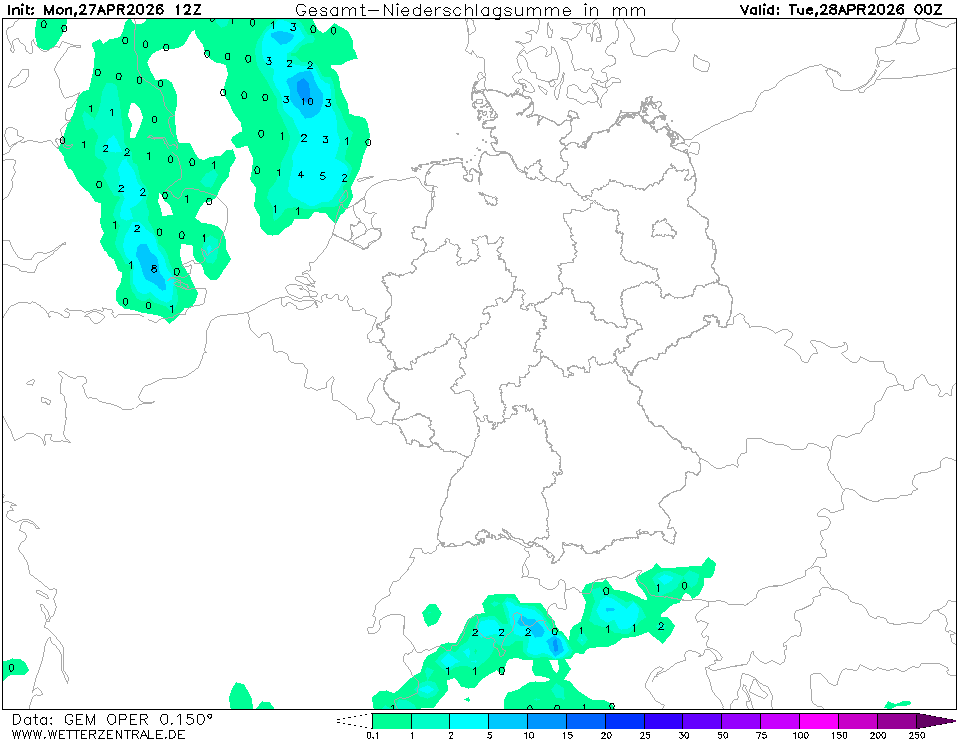 Předpověď srážek.