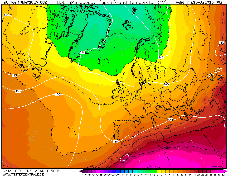 NCEP Ensemble 850 hPa (+240h)