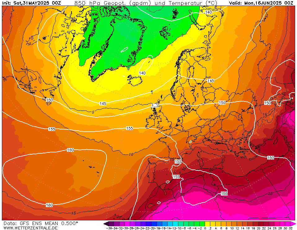 GFS Ensemble 850 hPa (+360h)