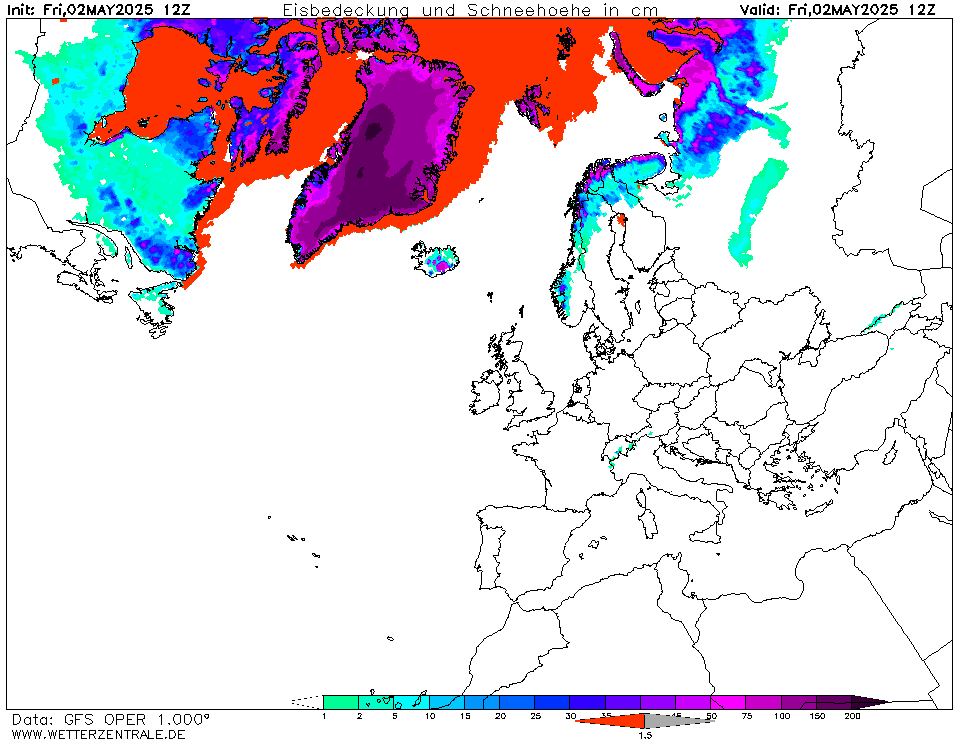 Schneehöhen Europa