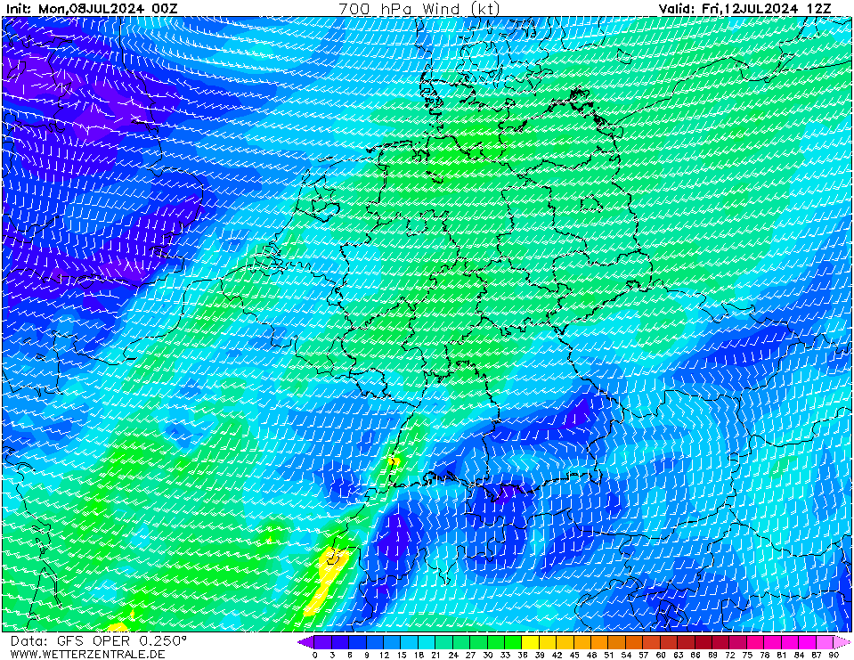 GFS Wind 700 hPa 108h