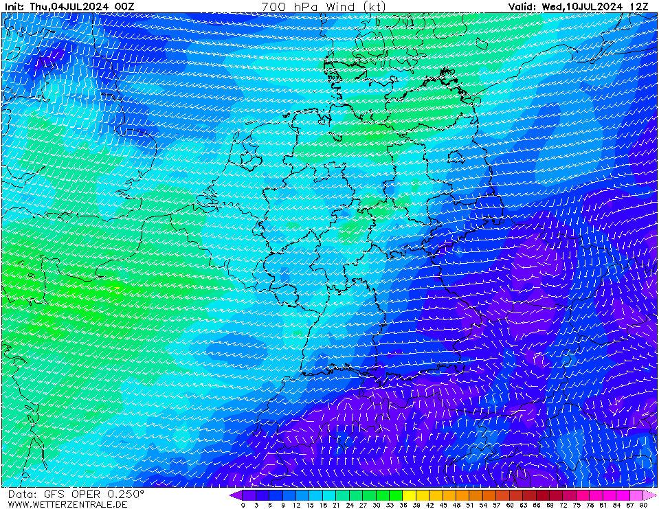 GFS Wind 700 hPa 156h