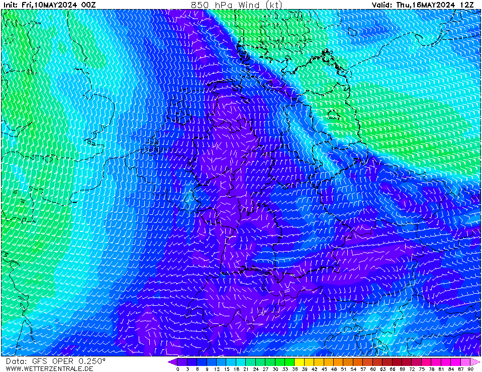 GFS Wind 850 hPa 156h