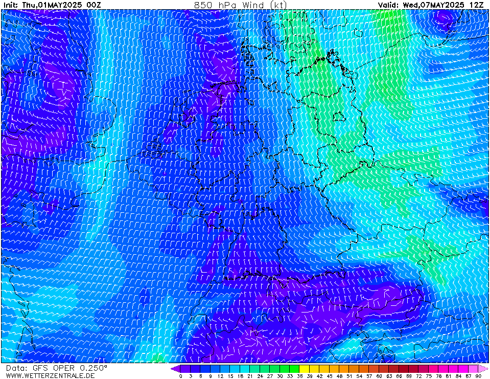 GFS Wind 850 hPa 156h