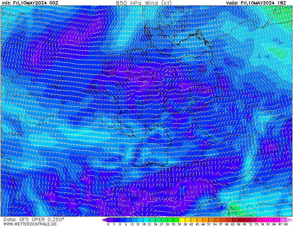 GFS Wind 850 hPa 18h