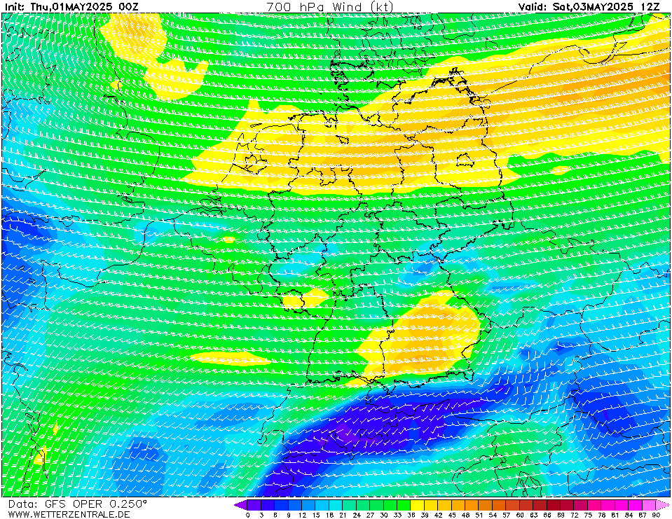 GFS Wind 700 hPa 60h