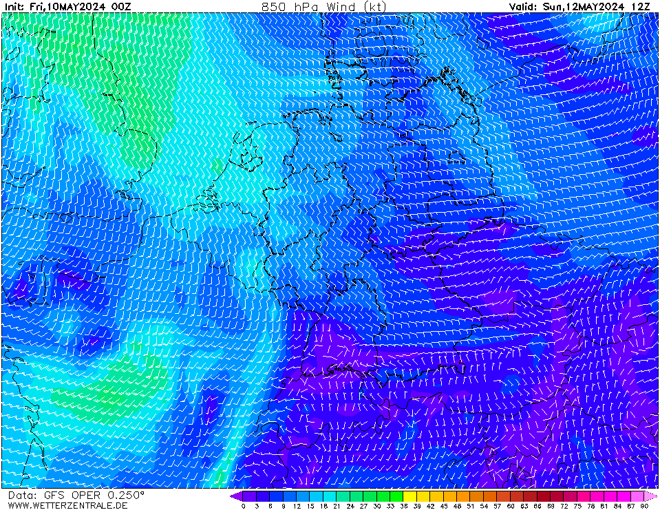 GFS Wind 850 hPa 60h