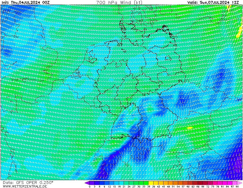 GFS Wind 700 hPa 84h