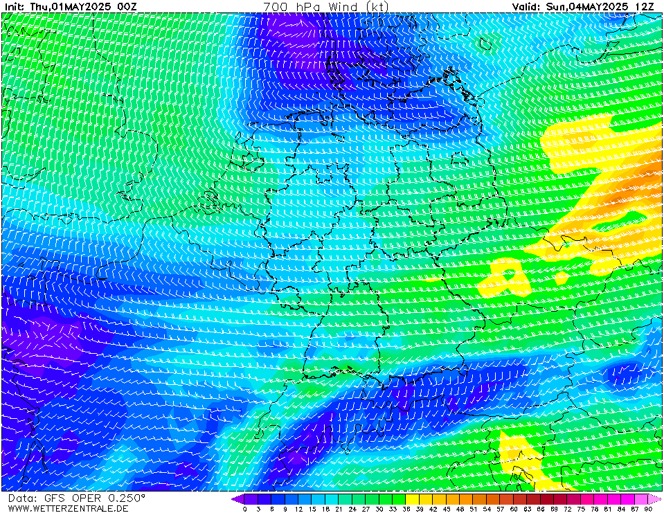 GFS Wind 700 hPa 84h