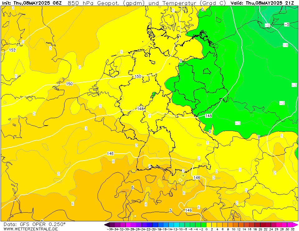 GFS Temperatuur - 850 hPA