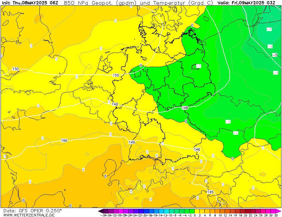 GFS Temperatuur - 850 hPA