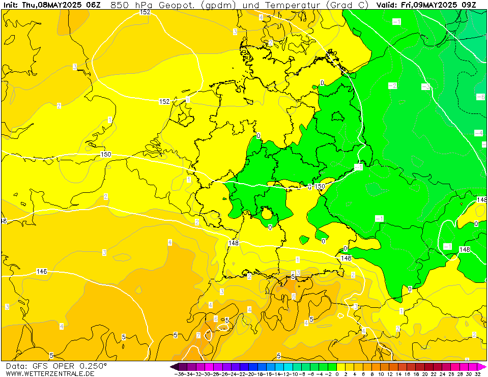 GFS Temperatuur - 850 hPA