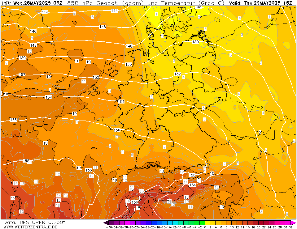 GFS Temperatuur - 850 hPA