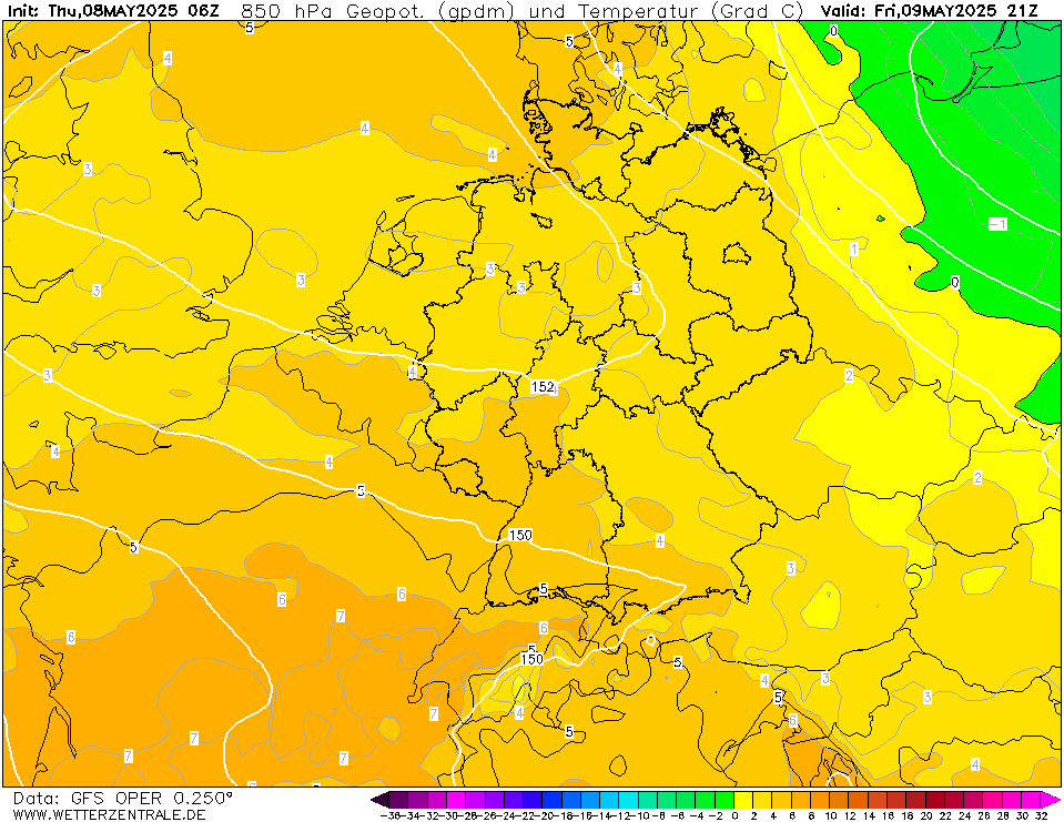 GFS Temperatuur - 850 hPA
