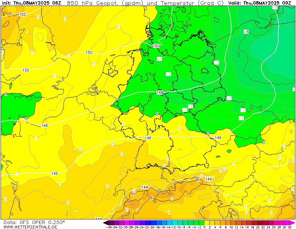 GFS Temperatuur - 850 hPA