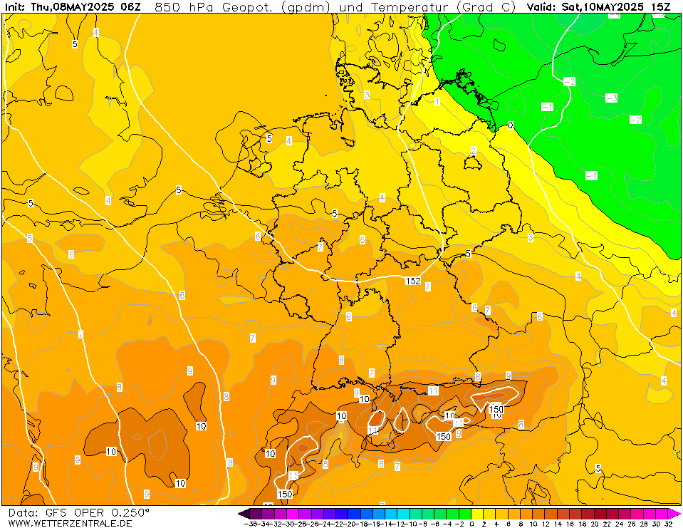 GFS Temperatuur - 850 hPA