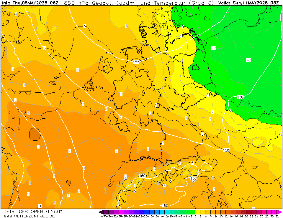 GFS Temperatuur - 850 hPA