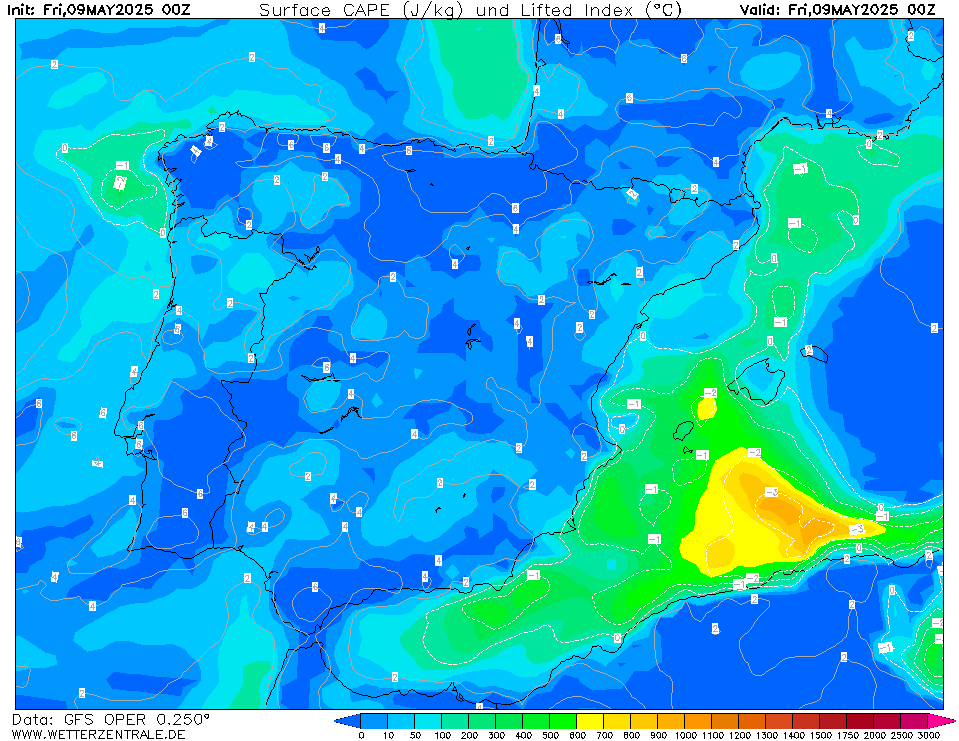 Mapa que muestra el ndece Cape