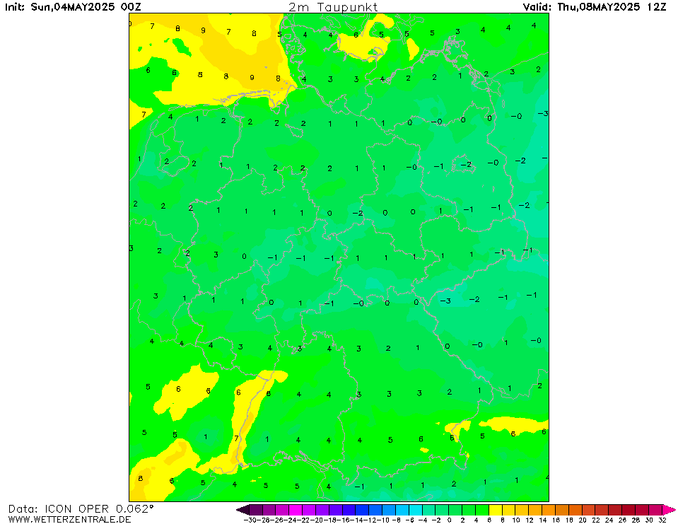 Wettervorhersage Taupunkt