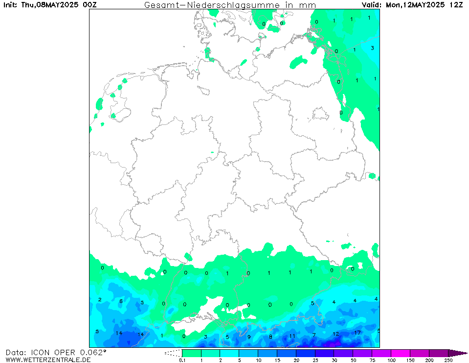 Wettervorhersage akkumulierter Niederschlag