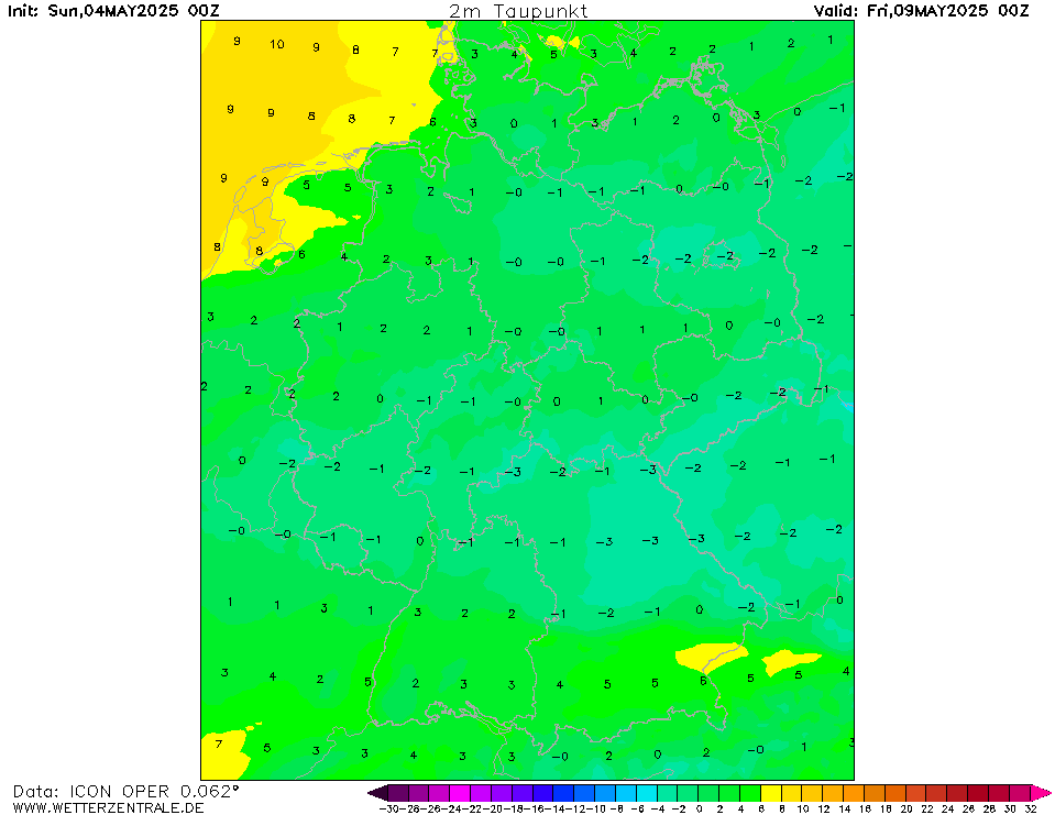 Wettervorhersage Taupunkt